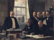 Theobald Chartran Signing of the Peace Protocol Between Spain and the United States oil painting on canvas